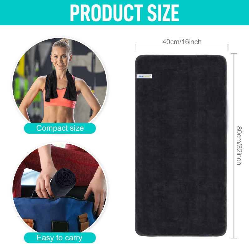 SINLAND Microfiber Gym Towels Sports Fitness Workout Sweat Towel Super Soft and Absorbent 3 Pack 16 Inch X 32 Inch - Image 2